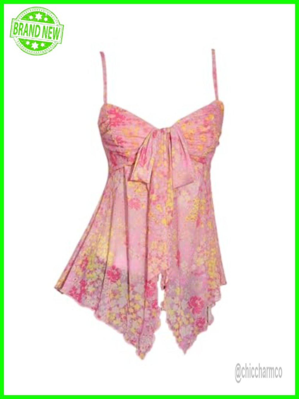 Milumia Floral Asymmetrical Tie Front Mesh Cami Top Sleeveless Backless